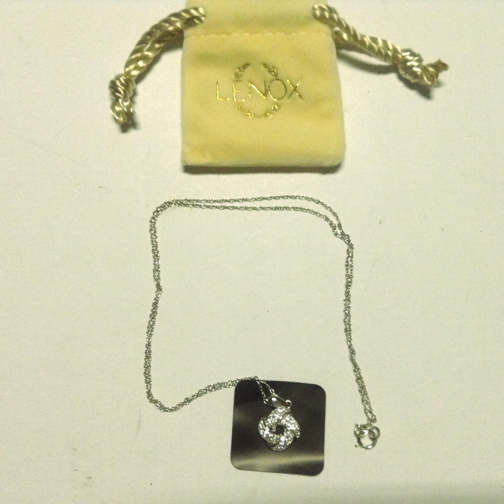 Sterling Silver Diamond Knot Pendant Necklace